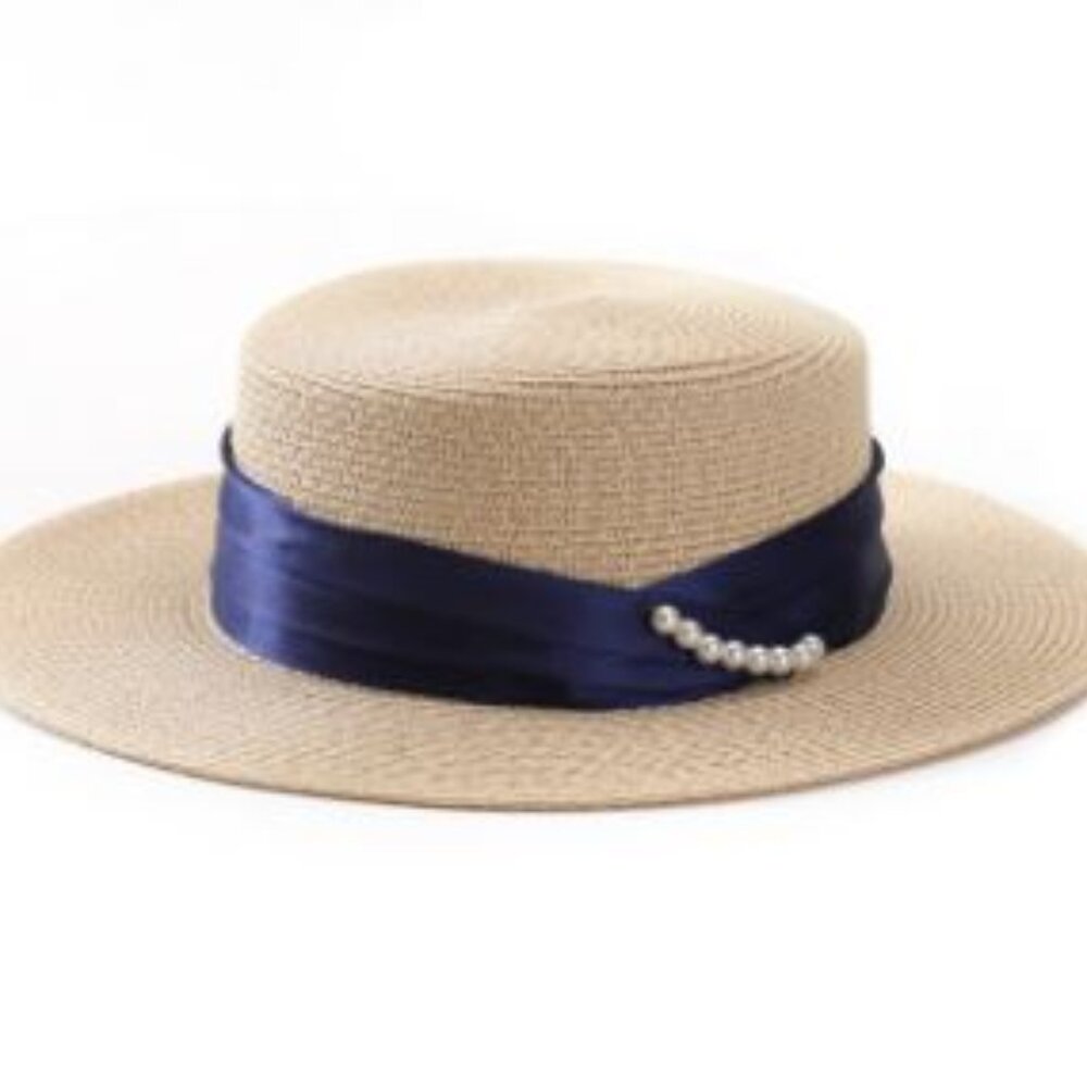 Custom hats Summer Sun Caps Ribbon Round Flat Top Straw Beach Hat Panama Hat